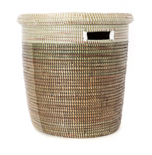 Load image into Gallery viewer, Brown, Silver and White Handwoven Cattail Flat Lid Storage Basket Beauty And For Home Decorations