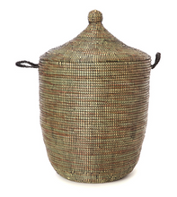 Load image into Gallery viewer, Black Decorative Handwoven Cattail Hamper Basket Beauty And For Home Decorations