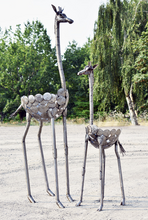 Load image into Gallery viewer, 4-5 Foot Tall Giraffe Recycled Metal Outdoor Planter Sculptures Fair Trade From Kenya Garden Decoration