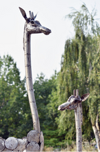 Load image into Gallery viewer, 4-5 Foot Tall Giraffe Recycled Metal Outdoor Planter Sculptures Fair Trade From Kenya Garden Decoration