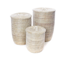 Load image into Gallery viewer, Set of Three Handwoven White Hamper Baskets Beauty And For Home Decorations