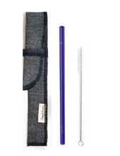 Load image into Gallery viewer, Single Classic Straw and Brush Set with a Sleeve (lots of colors) - Give Back Goods