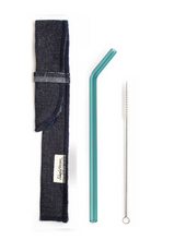 Load image into Gallery viewer, SIngle Bent Glass Straw Set in Sleeve with brush (lots of colors) - Give Back Goods