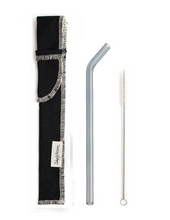 Load image into Gallery viewer, SIngle Bent Glass Straw Set in Sleeve with brush (lots of colors) - Give Back Goods