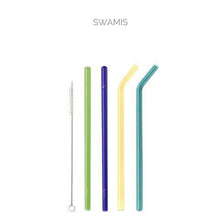 Load image into Gallery viewer, Mixed Set of 4 Glass Straws - 2 Straight+ 2 Bent Classic Straws + Brush - Give Back Goods
