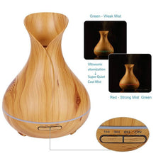 Load image into Gallery viewer, 400ml Light Wood Grain Vase Style Essential Oil Diffuser Operatons