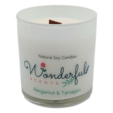 Load image into Gallery viewer, Wonderful Scents 11 oz Tumbler Candle Wood Wick Bergamot and Tarragon