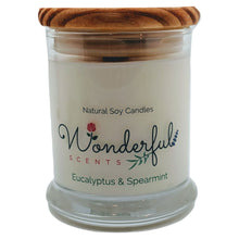 Load image into Gallery viewer, Wonderful Scents 12 oz Wood Wick Scented Candle Eucalyptus and Spearmint