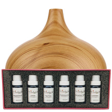 Load image into Gallery viewer, Wonderful Scents 300 Light Wood Essential Oil Vase Diffuser Black Label Oil Gift Set