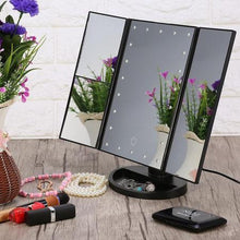 Load image into Gallery viewer, LED Touch Screen Makeup Mirror Tri Fold Magnifying With Lights Decoration For Home Lovers