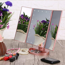 Load image into Gallery viewer, LED Touch Screen Makeup Mirror Tri Fold Magnifying With Lights Decoration For Home Lovers