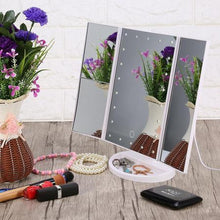 Load image into Gallery viewer, LED Touch Screen Makeup Mirror Tri Fold Magnifying With Lights Decoration For Home Lovers