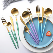 Load image into Gallery viewer, Luxury Stainless Steel 24-Piece Gold Silver Flatware Set Beauty For Home Decorations