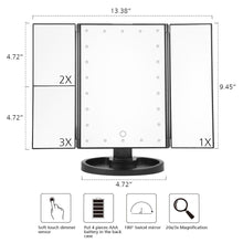 Load image into Gallery viewer, LED Touch Screen Makeup Mirror Tri Fold Magnifying With Lights Decoration For Home Lovers