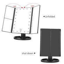 Load image into Gallery viewer, LED Touch Screen Makeup Mirror Tri Fold Magnifying With Lights Decoration For Home Lovers
