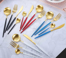 Load image into Gallery viewer, Luxury Stainless Steel 24-Piece Gold Silver Flatware Set Beauty For Home Decorations