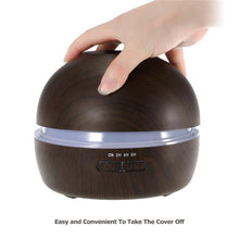 Load image into Gallery viewer, Size of the 300ml Wood Grained Essential Oil Diffuser with 7 Color LED Lights