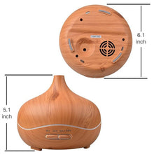Load image into Gallery viewer, Dimensions for the 300 ml Light Wood Grain Ultrasonic Aroma Essential Oil Diffuser