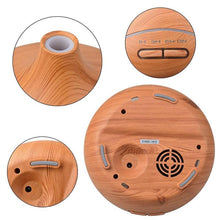 Load image into Gallery viewer, Views of the 300 ml Light Wood Grain Ultrasonic Aroma Essential Oil Diffuser