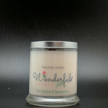 Load image into Gallery viewer, 12.5 oz Eucalyptus and Spearmint Soy Wax Status Jar Tin Lid
