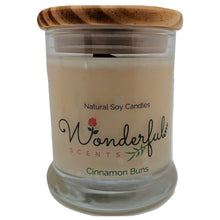 Load image into Gallery viewer, 12oz Scented Status Jar Candle Cinnamon Buns Wood Wick With Wood Lid
