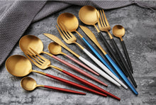 Load image into Gallery viewer, Luxury Stainless Steel 24-Piece Gold Silver Flatware Set Beauty For Home Decorations
