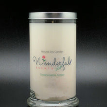Load image into Gallery viewer, 21 oz Cedarwood and Amber Soy Wax Cotton Wick Status Jar Candle Tin Lid
