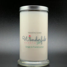 Load image into Gallery viewer, 21 oz Ginger and Frankincense Soy Wax Cotton Wick Status Jar Candle
