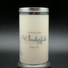 Load image into Gallery viewer, 21 oz Sage Leaf Soy Wax Cotton Wick Status Jar Candle Tin Lid
