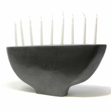 Load image into Gallery viewer, Hand Carved Black Soapstone Menorah Candelabra Beauty And For Home Decorations

