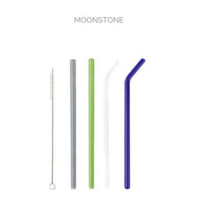 Load image into Gallery viewer, Mixed Set of 4 Glass Straws - 2 Straight+ 2 Bent Classic Straws + Brush - Give Back Goods
