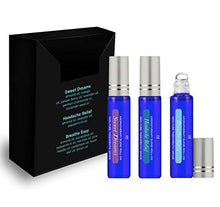 Load image into Gallery viewer, Essential Oil Roll-On Set 10 mL — Sweet Dreams, Headache Relief, and Breathe Easy For Beauty
