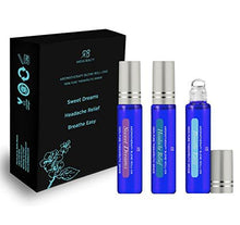Load image into Gallery viewer, Essential Oil Roll-On Set 10 mL — Sweet Dreams, Headache Relief, and Breathe Easy For Beauty
