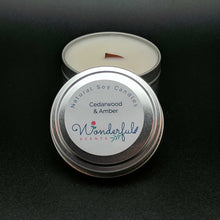 Load image into Gallery viewer, 6 oz Soy Wax Travel Tin Candles With Wood Wick
