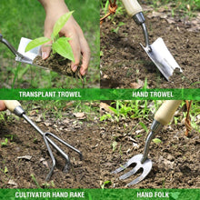 Load image into Gallery viewer, Garden Tools Set Gardening Gloves, Pruning Shear And Stainless Steel Hand Digging Tool Heavy Duty Kit
