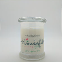 Load image into Gallery viewer, 8 oz Lemongrass Kiwi Soy Wax Candle with Wood Wick Status Jar
