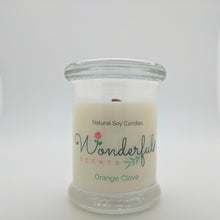 Load image into Gallery viewer, 8 oz Orange Clove Soy Wax Candle with Wood Wick Status Jar
