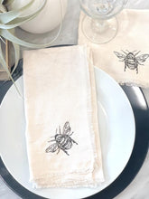 Load image into Gallery viewer, Set of 4 Embroidered Bee Hand Woven Stone Washed Linen Dinner Napkins, Eco-Friendly, Fair Trade - Give Back Goods
