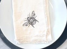 Load image into Gallery viewer, Set of 4 Embroidered Bee Hand Woven Stone Washed Linen Dinner Napkins, Eco-Friendly, Fair Trade - Give Back Goods
