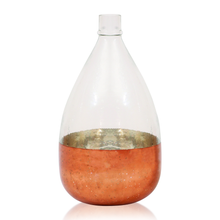 Load image into Gallery viewer, 12.5" Clear Glass Balloon Flower Vase with Antique Copper Bottom
