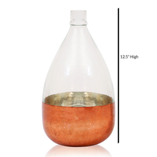 Load image into Gallery viewer, 12.5" Clear Glass Balloon Flower Vase with Antique Copper Bottom, Size
