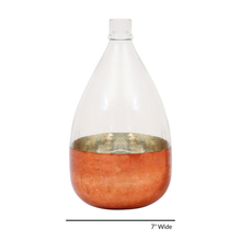 Load image into Gallery viewer, 12.5" Clear Glass Balloon Flower Vase with Antique Copper Bottom

