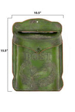 Load image into Gallery viewer, Green Embossed Tin "Post" Letter Box, Size
