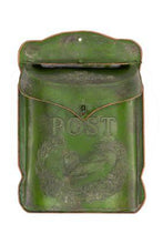 Load image into Gallery viewer, Green Embossed Tin "Post" Letter Box
