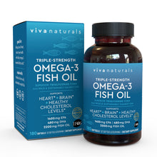 Load image into Gallery viewer, omega 3 fish oil box and bottle
