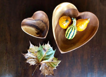 Load image into Gallery viewer, 2 Acacia Wood Heart Bowl Set, 6&quot; &amp; 10&quot; Bowls - Fair Trade &amp; Sustainably Harvested - Give Back Goods
