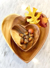 Load image into Gallery viewer, 2 Acacia Wood Heart Bowl Set, 6&quot; &amp; 10&quot; Bowls - Fair Trade &amp; Sustainably Harvested - Give Back Goods
