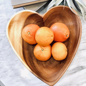 2 Acacia Wood Heart Bowl Set, 6" & 10" Bowls - Fair Trade & Sustainably Harvested - Give Back Goods