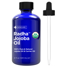Load image into Gallery viewer, 100% Pure USDA Organic Radha Jojoba Oil Pressed Moisturizing Anti-Aging Treatment for Face Skin Hair Men &amp; Women
