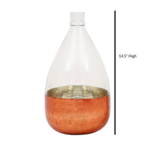 Load image into Gallery viewer, 14.5" Clear Glass Balloon Flower Vase with Antique Copper Bottom, Height
